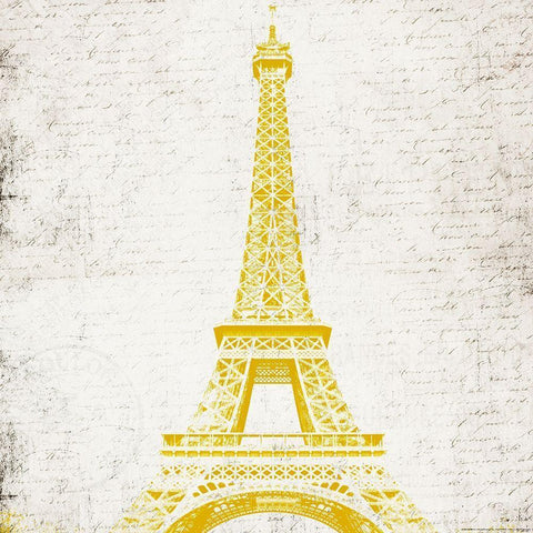 Paris Eiffel Yellow Black Modern Wood Framed Art Print with Double Matting by Grey, Jace