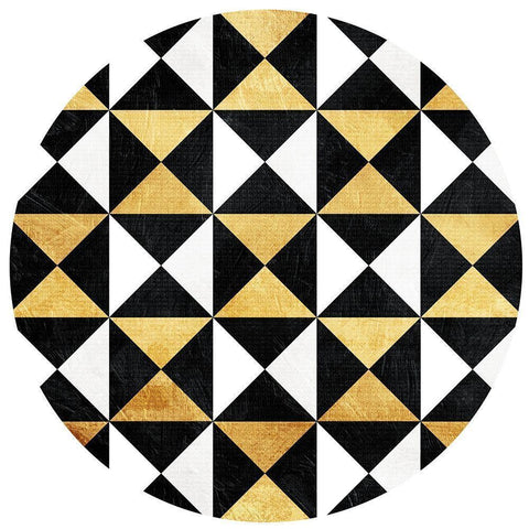 Gold Black Triangles Circle Gold Ornate Wood Framed Art Print with Double Matting by Grey, Jace