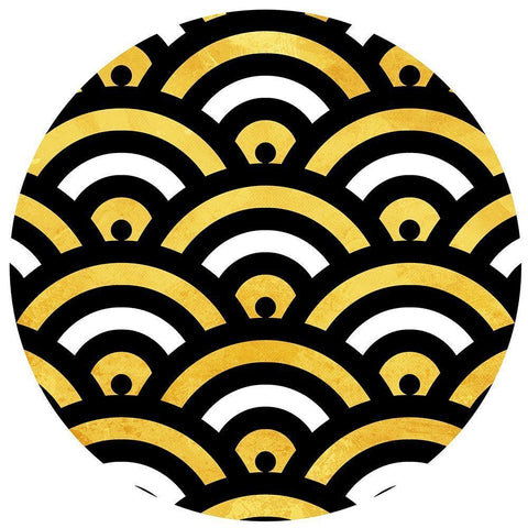 Gold Black Wifi Circle Black Ornate Wood Framed Art Print with Double Matting by Grey, Jace