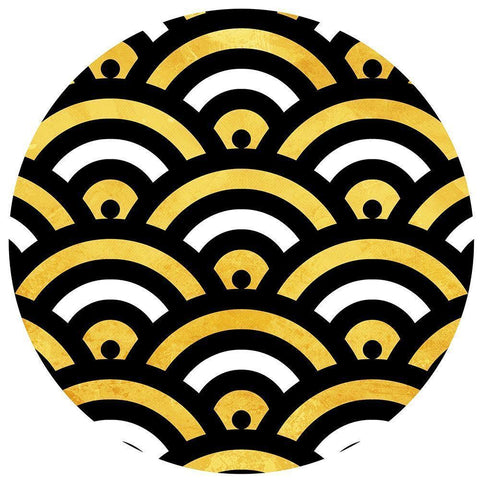 Gold Black Wifi Circle Black Modern Wood Framed Art Print by Grey, Jace