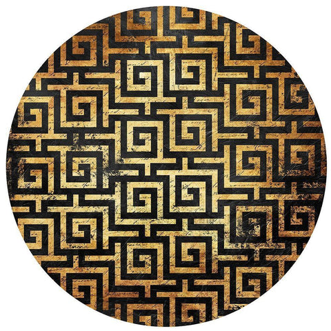 Gold Black Interlock Circle White Modern Wood Framed Art Print with Double Matting by Grey, Jace