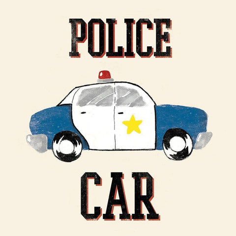Police Car Black Ornate Wood Framed Art Print with Double Matting by Grey, Jace
