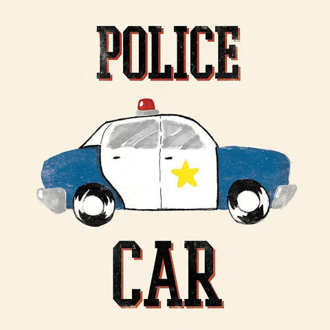 Police Car Black Modern Wood Framed Art Print by Grey, Jace