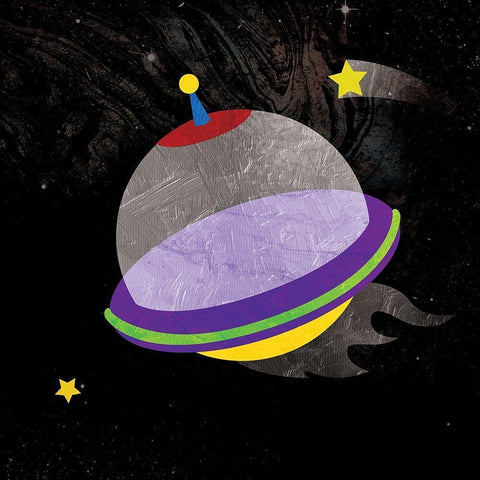 Galaxy Rockets In Space Mate Black Ornate Wood Framed Art Print with Double Matting by Grey, Jace