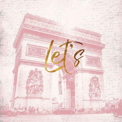 Paris Lets White Modern Wood Framed Art Print by Grey, Jace