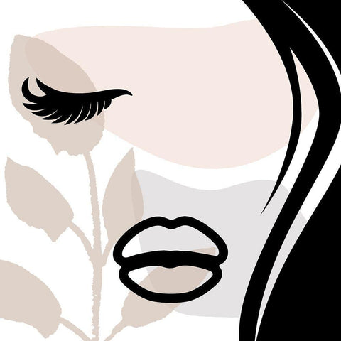 Calm Face With Shapes Black Ornate Wood Framed Art Print with Double Matting by Grey, Jace