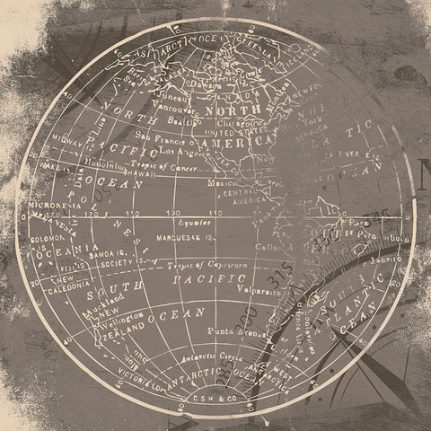 Matte World Side A White Modern Wood Framed Art Print with Double Matting by Grey, Jace