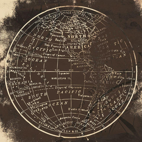 Brown Matte World Side A White Modern Wood Framed Art Print with Double Matting by Grey, Jace