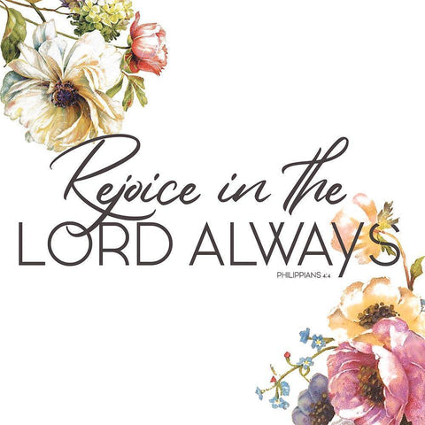 Rejoice Always Black Modern Wood Framed Art Print by Grey, Jace