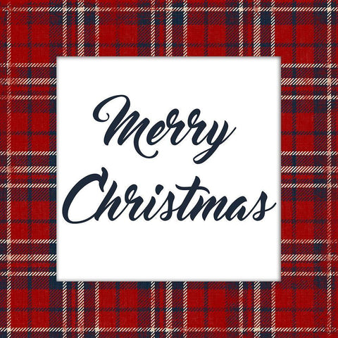 Plaid Merry Christmas White Modern Wood Framed Art Print with Double Matting by Grey, Jace