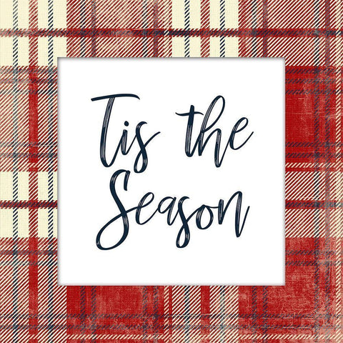 Plaid Tis The Season Black Modern Wood Framed Art Print with Double Matting by Grey, Jace