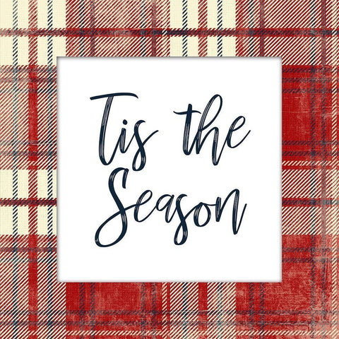 Plaid Tis The Season Black Ornate Wood Framed Art Print with Double Matting by Grey, Jace