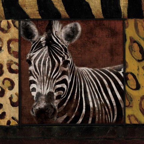 Zebra No Circles Gold Ornate Wood Framed Art Print with Double Matting by Grey, Jace