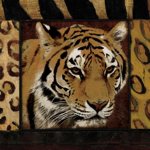 Tiger No Circles Black Modern Wood Framed Art Print with Double Matting by Grey, Jace