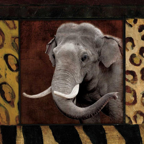 Elephant No Circles Gold Ornate Wood Framed Art Print with Double Matting by Grey, Jace