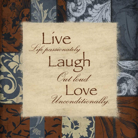 Live laugh love Gold Ornate Wood Framed Art Print with Double Matting by Grey, Jace