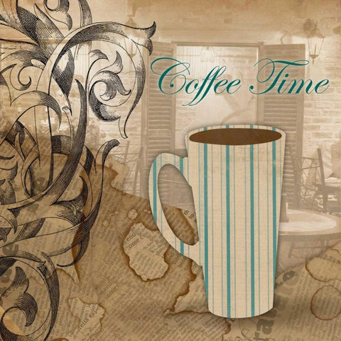 Coffee time Gold Ornate Wood Framed Art Print with Double Matting by Grey, Jace