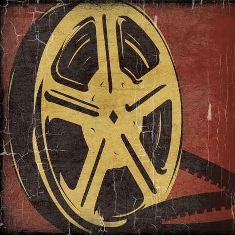 Cinema red Gold Ornate Wood Framed Art Print with Double Matting by Grey, Jace