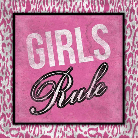 Girls Rule White Modern Wood Framed Art Print with Double Matting by Grey, Jace