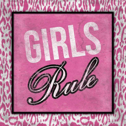 Girls Rule Black Modern Wood Framed Art Print by Grey, Jace