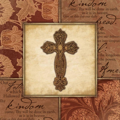 Cross Bordered Black Ornate Wood Framed Art Print with Double Matting by Grey, Jace