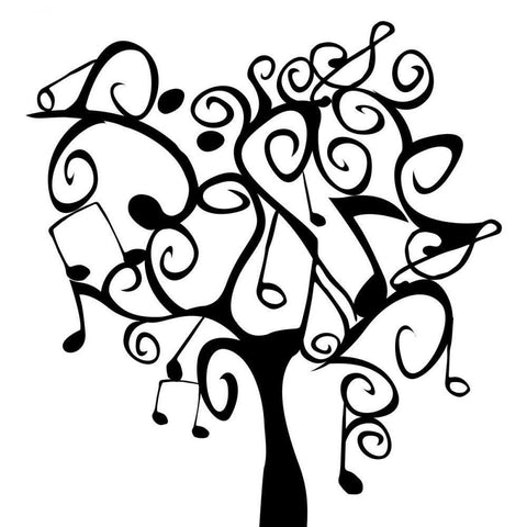 Musical Tree 2 White Modern Wood Framed Art Print by Grey, Jace