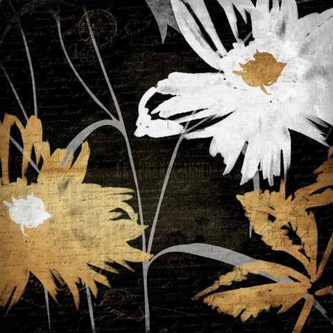 Gold Florals Reversed Gold Ornate Wood Framed Art Print with Double Matting by Grey, Jace