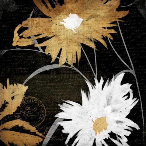Gold Florals 2 White Modern Wood Framed Art Print by Grey, Jace