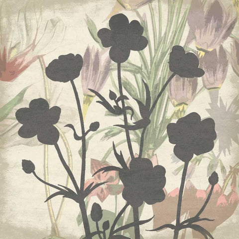 Floral Silo Black Modern Wood Framed Art Print with Double Matting by Grey, Jace