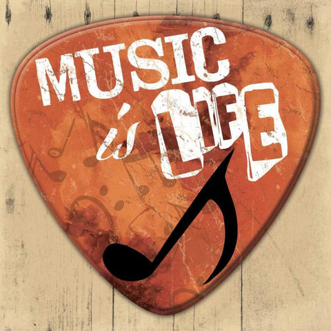 Music Is Life Black Ornate Wood Framed Art Print with Double Matting by Grey, Jace