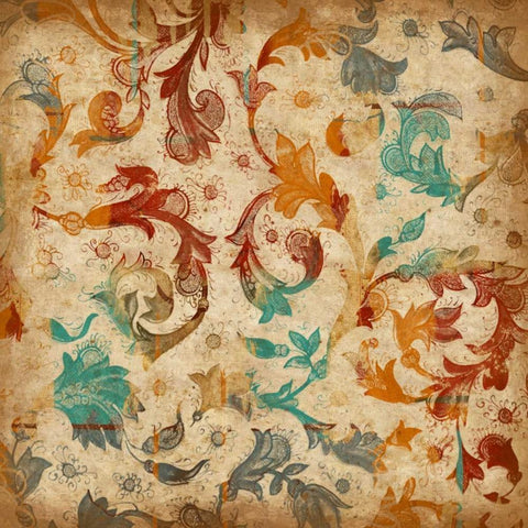 Abstract Florals 2 Mate Gold Ornate Wood Framed Art Print with Double Matting by Grey, Jace