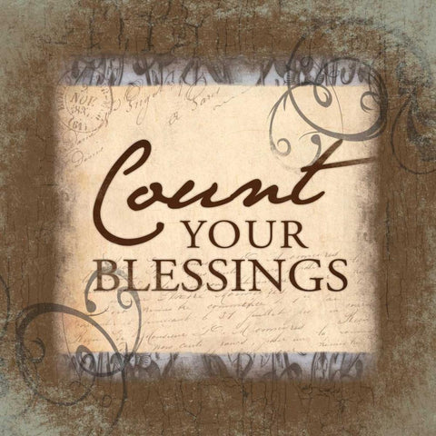 Count Your Blessings White Modern Wood Framed Art Print with Double Matting by Grey, Jace