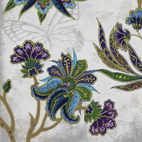 Floral Pattern Gold Ornate Wood Framed Art Print with Double Matting by Grey, Jace