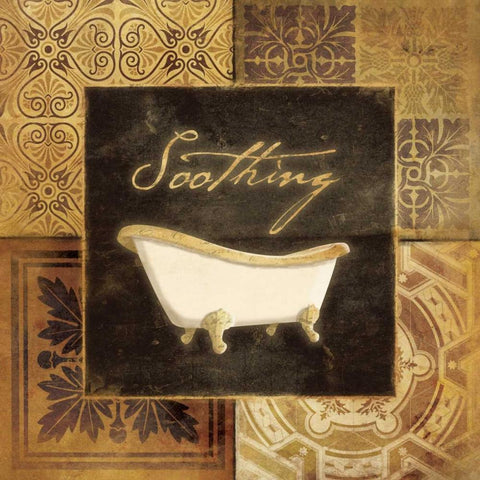 Gold Pattern Bath White Modern Wood Framed Art Print with Double Matting by Grey, Jace