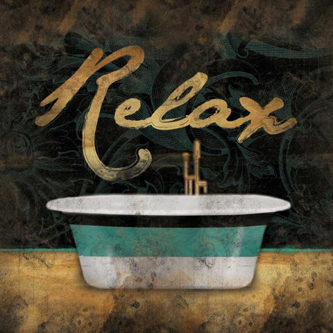 Relax Black Modern Wood Framed Art Print with Double Matting by Grey, Jace