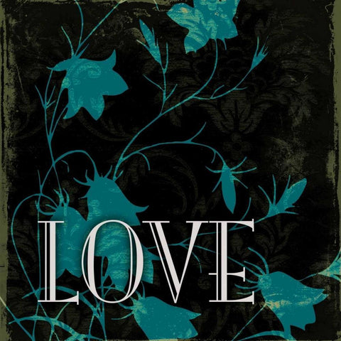 Dark Blue Love Black Ornate Wood Framed Art Print with Double Matting by Grey, Jace