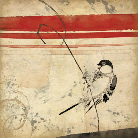 Grunge Bird Black Modern Wood Framed Art Print with Double Matting by Grey, Jace