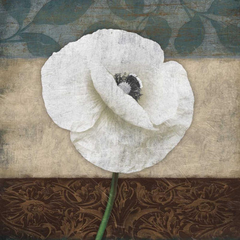 White Floral White Modern Wood Framed Art Print by Grey, Jace