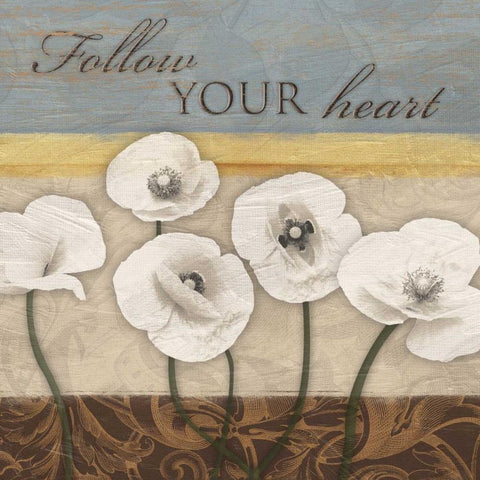 White Poppies Black Modern Wood Framed Art Print with Double Matting by Grey, Jace