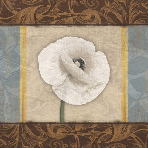 White Poppy 1 White Modern Wood Framed Art Print with Double Matting by Grey, Jace