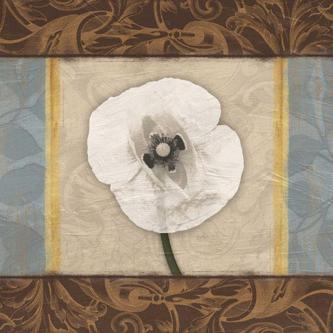 White Poppy 2 Gold Ornate Wood Framed Art Print with Double Matting by Grey, Jace