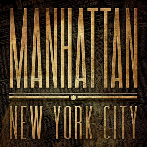 Manhattan Print Black Modern Wood Framed Art Print with Double Matting by Grey, Jace