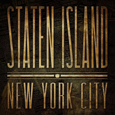 Staten Island Print Gold Ornate Wood Framed Art Print with Double Matting by Grey, Jace