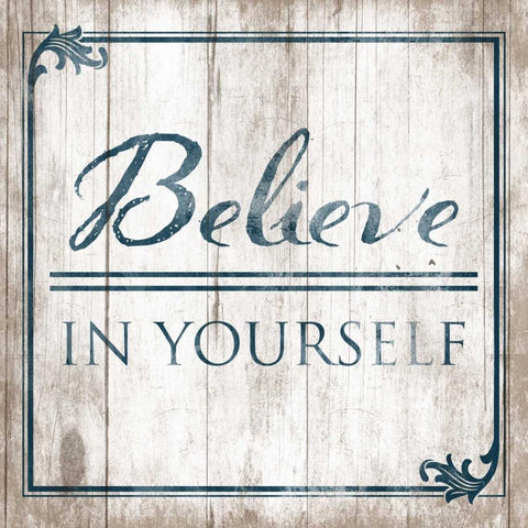 Believe White Modern Wood Framed Art Print with Double Matting by Grey, Jace