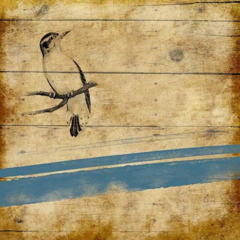 Wood Birds Stripe mate Black Ornate Wood Framed Art Print with Double Matting by Grey, Jace