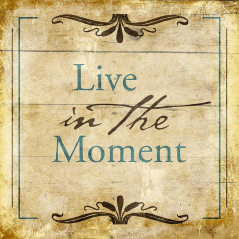 Live in the moment White Modern Wood Framed Art Print with Double Matting by Grey, Jace