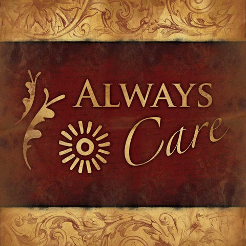 Always care White Modern Wood Framed Art Print with Double Matting by Grey, Jace