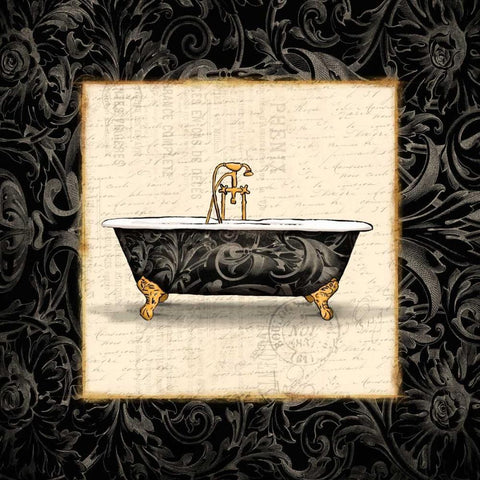 Cream Bath Bordered Black Ornate Wood Framed Art Print with Double Matting by Grey, Jace