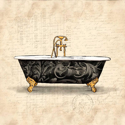 Cream bath Gold Ornate Wood Framed Art Print with Double Matting by Grey, Jace