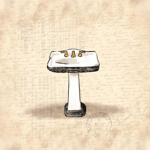 Cream sink Black Ornate Wood Framed Art Print with Double Matting by Grey, Jace